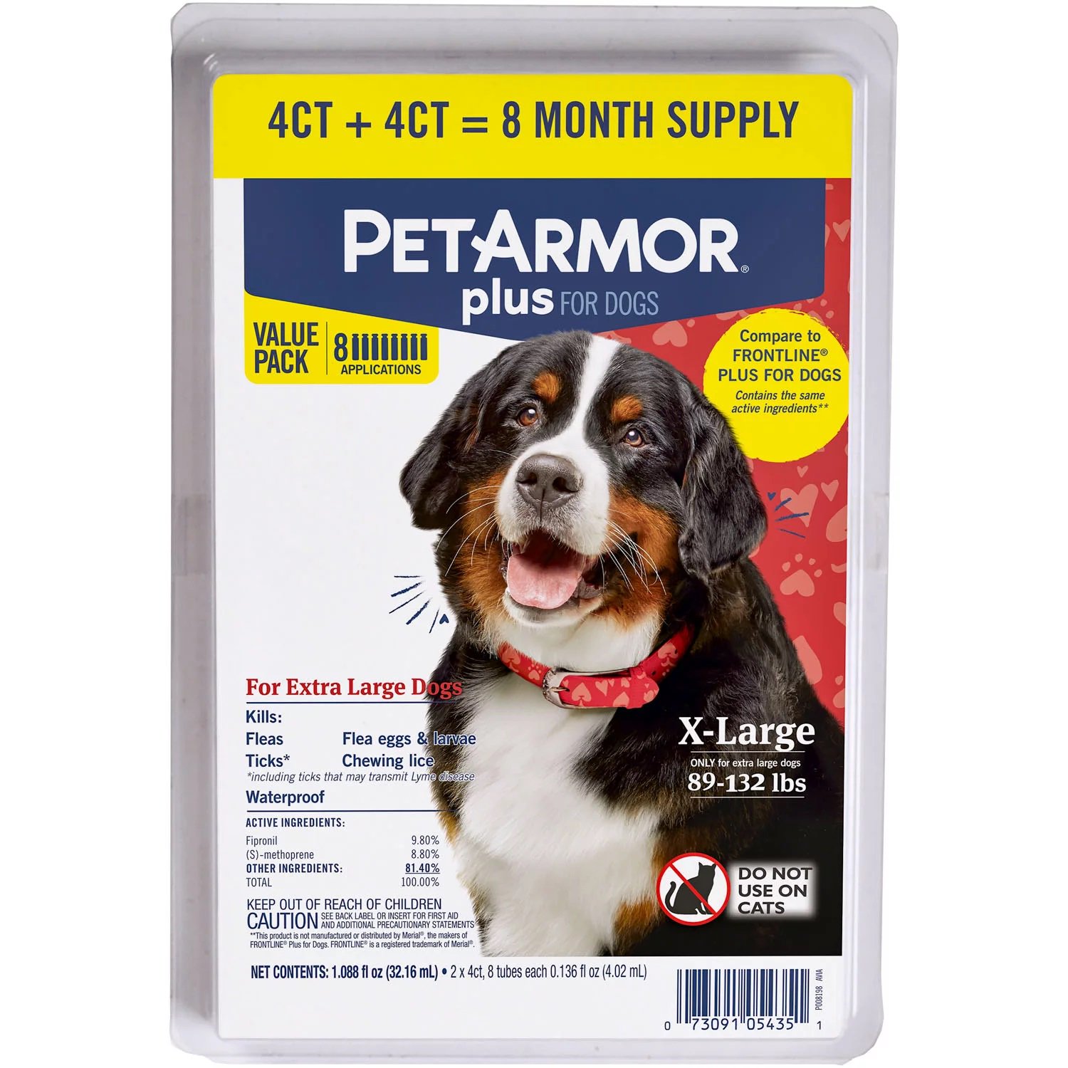 PetArmor Plus Flea and Tick Prevention for Dogs (Extra Large, 89 to 132 ...