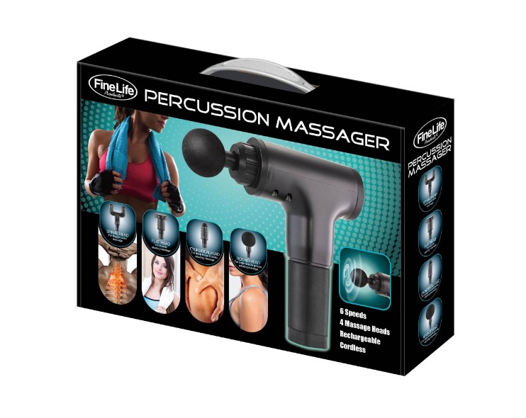 6 Speed Rechargeable Percussion Massager with 4 Attachments - Costless ...