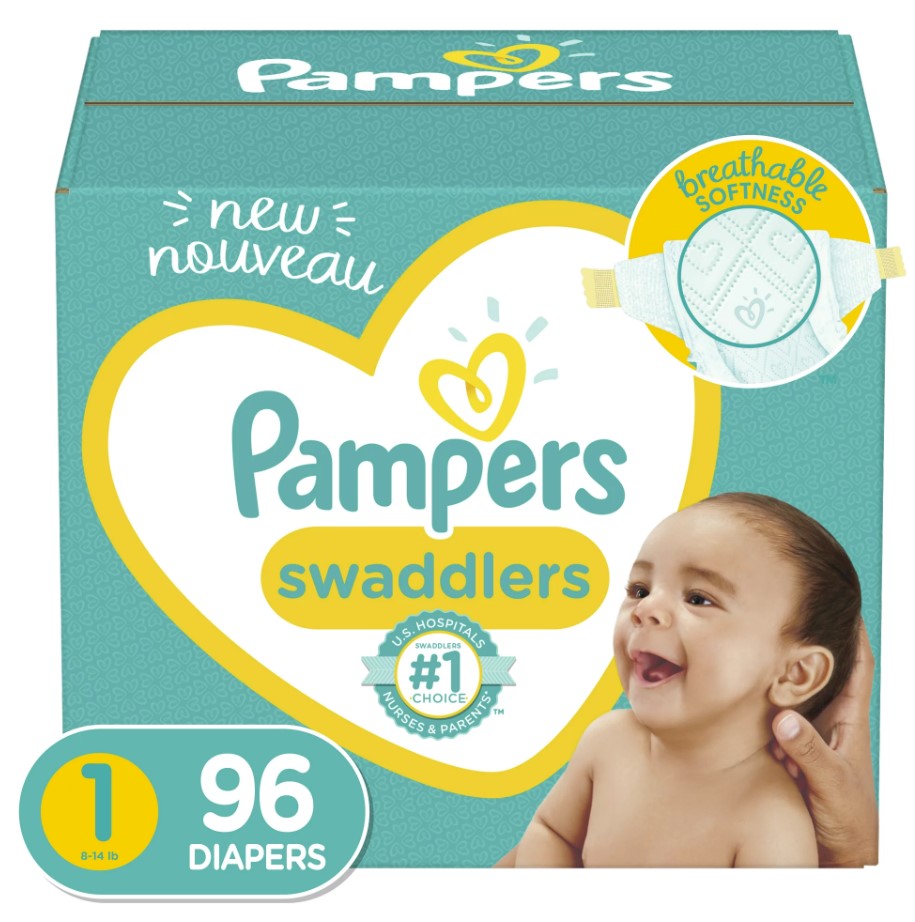 Pampers Swaddlers Newborn Diapers, Soft And Absorbent, Size 1, 96 Ct ...