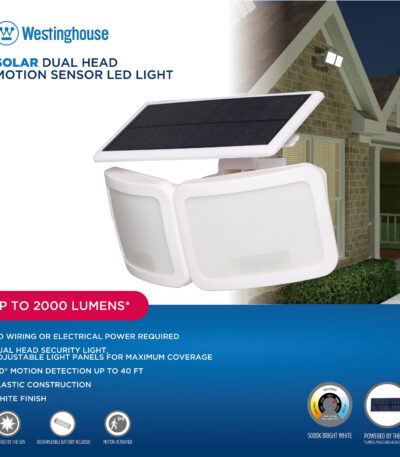 Westinghouse 2000 Lumen Solar Powered Security Light with Motion Sensor