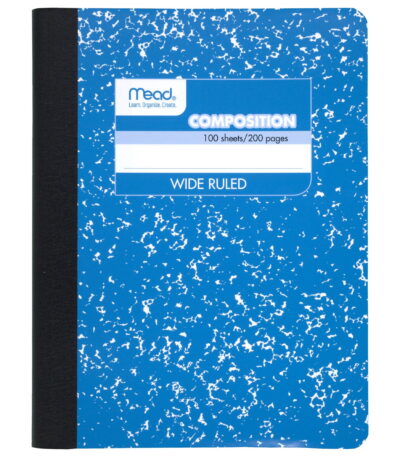 Mead Composition Book Wide Ruled 100 Sheets 9 34 x 7 12 Black Marble