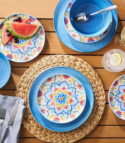 Bamboo Melamine 12-Piece Dinnerware Set