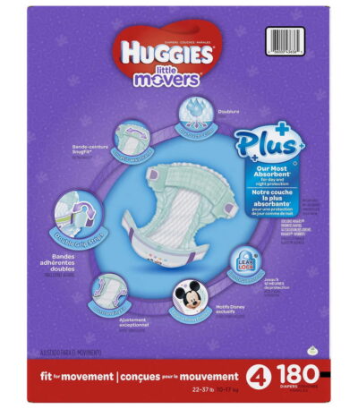 Huggies Plus+ Little Movers Size 4, 180 Diapers