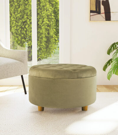 Wild Sage Velvet Ottoman