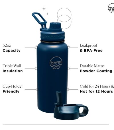 Mayim Water Bottle 2 Separate Lids