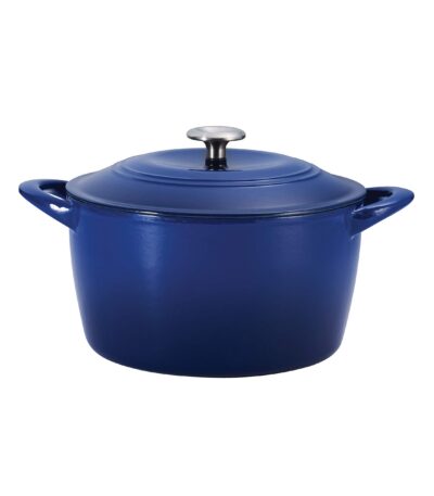 Tramontina VIPRB-80131/353DS Enameled Cast Iron 7-qt Covered Round Dutch Oven Black with Gold Knob