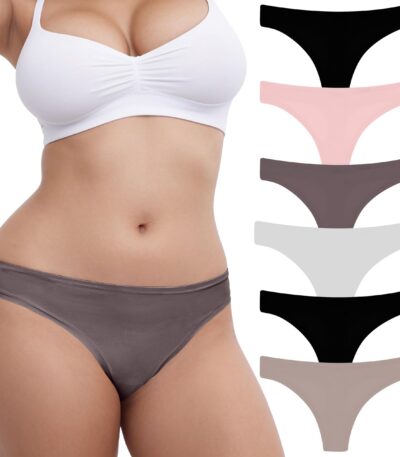 Thongs Etc Women's Modern, Fresh, 6-Pack, Ultra-Thin Lightweight Microfiber Thong Underwear, 6-Pack Color Basics M