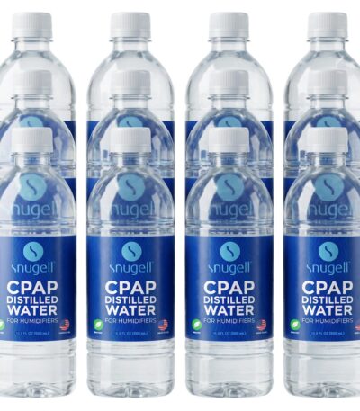 Snugell Distilled Water for Cpap Humidifiers | 12 Bottle Pack 16.9 oz H20 | Travel Friendly | 16.9 oz H2O | Made in USA | (B08NTS52WR)