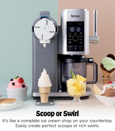 Ninja CREAMi Scoop & Swirl Ice Cream and Soft Serve Maker 13 One-Touch Programs NC701 Gray
