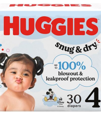 Huggies Snug & Dry Baby Diapers Unscented, Size 4 (22-37 lb) 92 ct