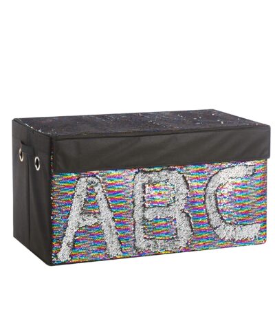 Urban Shop Sequin Storage Trunk, Rainbow/Silver