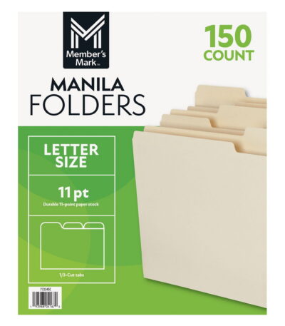 Member's Mark Manila File Folders, Letter