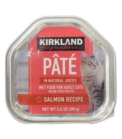 Kirkland Signature Cat Food P?T? Salmon Recipe 30 Trays Wet Food for Adult Cats