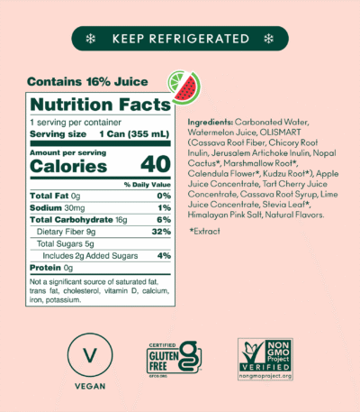 OLIPOP Prebiotic Soda Watermelon Lime 12-Pack