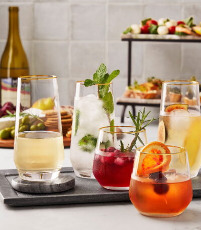 Member's Mark 12-Piece Modern Gold Rim Crystal Drinkware Set
