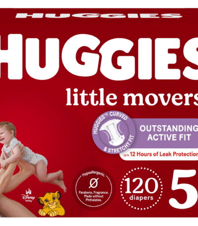 Huggies Little Movers Baby Diapers, Size 5